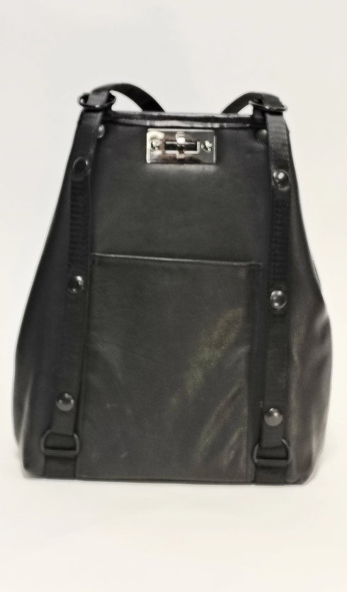 Black Leather Patterns Metro Bagpack