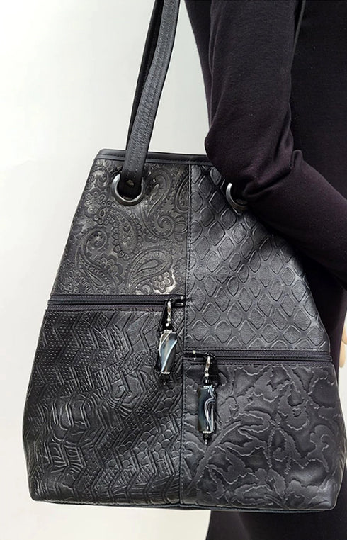 Multi Black Textures Bag Pack