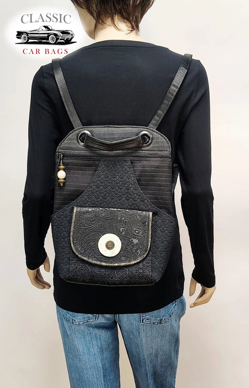 Black Patterns Classic Car Metro Bagpack