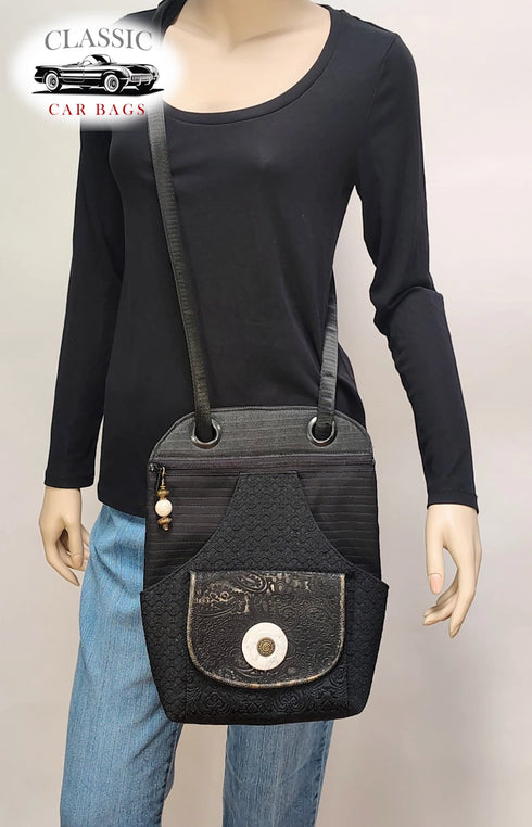 Black Patterns Classic Car Metro Bagpack