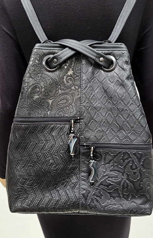 Multi Black Textures Bag Pack