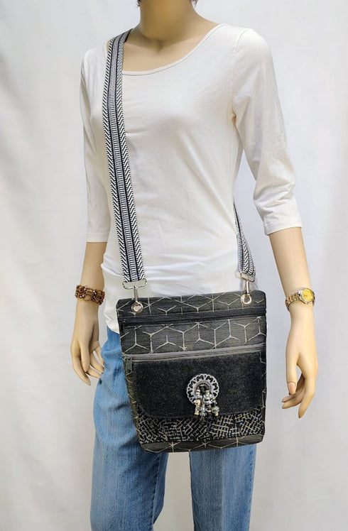 Beaded Button Cross Body Purse