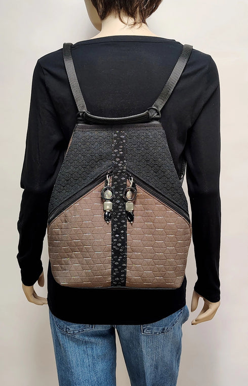 Taupe Sparkle Fabric Metro Bagpack