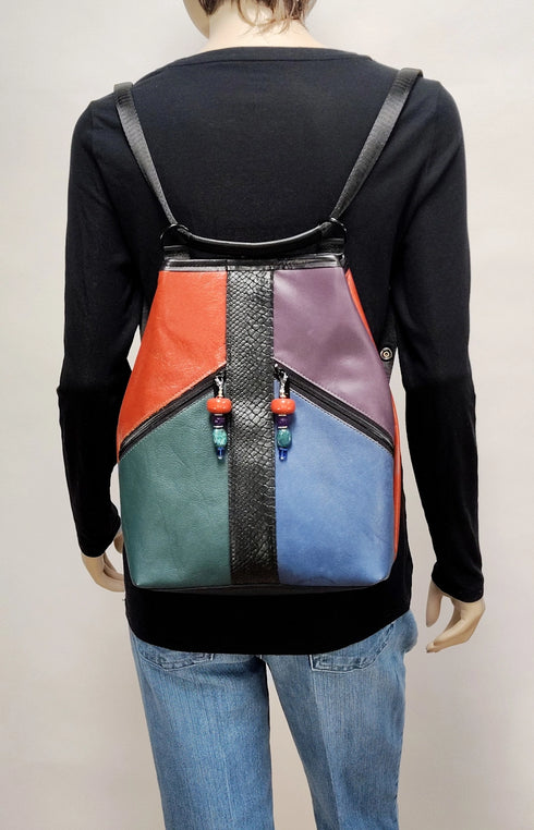 Multi-color Leather Metro Bagpack