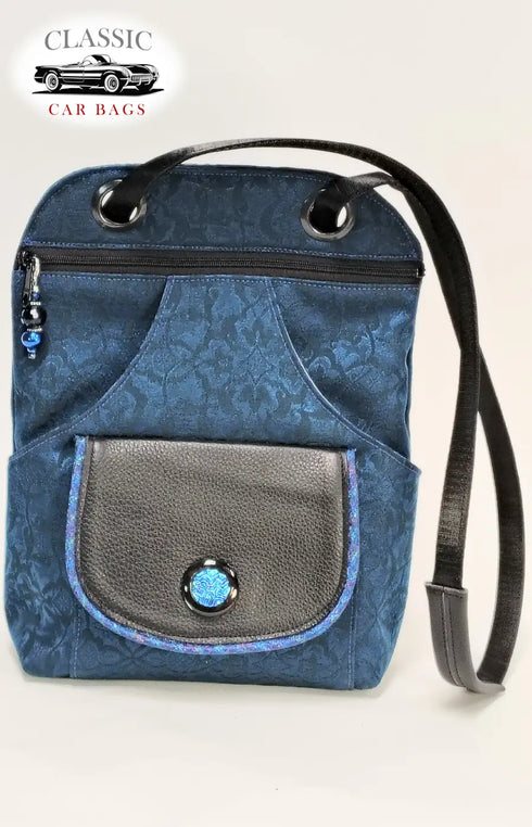 Teal Brocade Patterns Classic Car Metro Bagpack