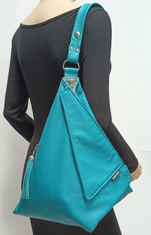 Turquoise Leather with Side Pocket